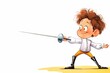 © Nipa - Child fencing with a sword, white isolate background