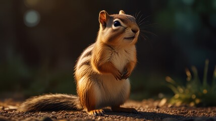 Wall Mural - A Curious Chipmunk in the Forest