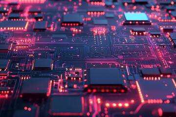 Circuit board, electronics cyberspace background, 3d rendering