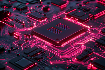 Circuit board, electronics cyberspace background, 3d rendering