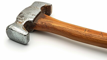 Close-up of a Worn Hammer with a Wooden Handle