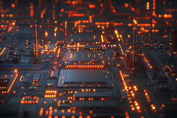 Circuit board, electronics cyberspace background, 3d rendering