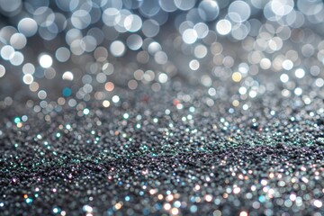 Canvas Print - shimmering silver glitter with bokeh lights for festive designs