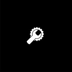 Sticker - Wrench and gear icon isolated on dark background