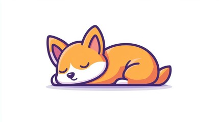 Poster - A charming corgi graphic, showcasing the adorable pup resting peacefully in a whimsical flat design that delights viewers.