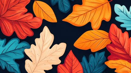 Poster - Discover the charm of autumn in this vibrant flat illustration, showcasing rich colors and delightful textures of the season.