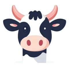 Sticker - A delightful cartoon cow face illustration showcases a whimsical farm vibe against a crisp white backdrop.