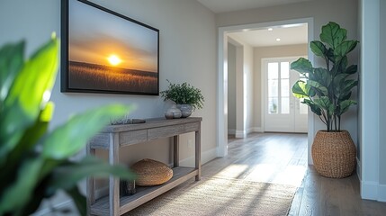 Wall Mural - Sunset Landscape Artwork in a Modern Home