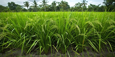 Wall Mural - green rice field