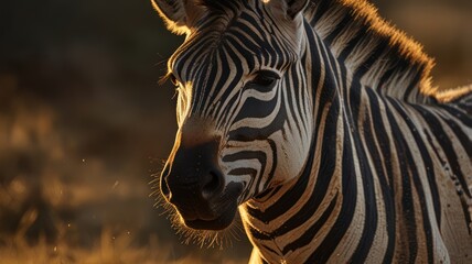 Wall Mural - Zebra in Golden Light