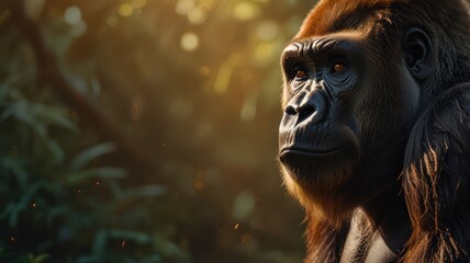 Poster - Gorilla Portrait in Golden Light