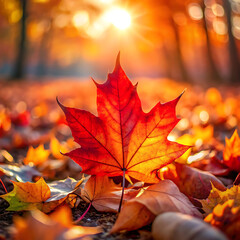 collection of colorful autumn leaves scattered on the ground in a peaceful park setting