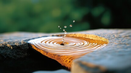 Wall Mural - A stream of water flowing over smooth, curved rocks, highlighting the natural beauty of fluid dynamics.