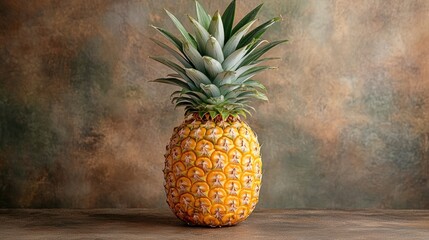 Wall Mural - Fresh Pineapple on Rustic Background