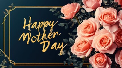 Wall Mural - Stylish poster showcasing a beautiful bouquet of roses with a heartfelt message for Mother’s Day