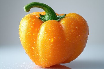 Wall Mural - Fresh Yellow Bell Pepper with Water Drops