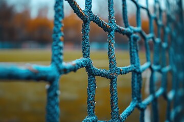 Closeup of Blue Metal Fence
