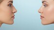 © nunoi - Before-and-after of a patient s nose post-rhinoplasty, with detailed surgical markers showing the areas of treatment, rhinoplasty transformation, cosmetic nose correction