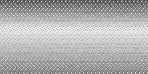 Silver gray metal background, 3D polished chrome metallic and shiny diamond plate texture, vector illustration. 