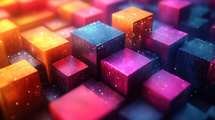 Wall Mural - Abstract Colorful Cubes with Sparkles