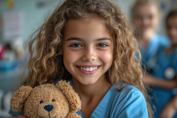 Canvas Print - Smiling Girl in a Hospital Setting