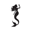 © Never Look Back - Black and white mermaid silhouette, Vector Silhouette of Mermaid