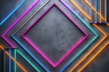 Wall Mural - colorful neon lights on concrete background
