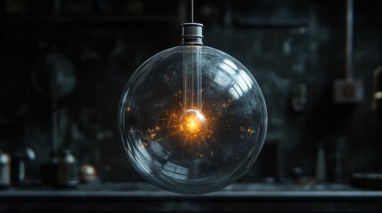 Poster - A Glowing Bulb In An Industrial Setting