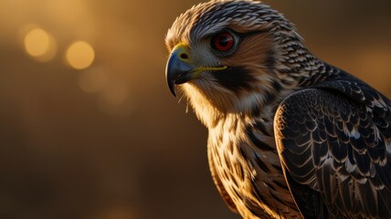 Wall Mural - Close-up of a Hawk at Sunset