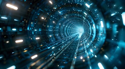 Canvas Print - Interstellar Communication Capsule Traversing Wormhole Tunnel of Light and Energy