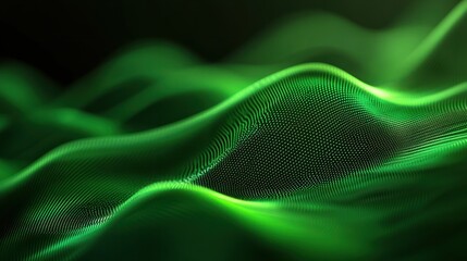 Sticker - Abstract green tech background with digital waves.