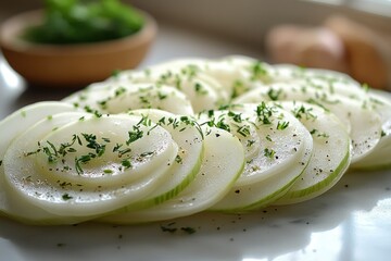 Canvas Print - Sliced Zucchini Salad with Dill and Pepper