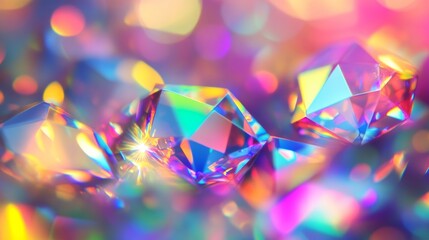 Poster - Abstract Diamond Light Wallpaper. Holographic Prism and Iridescent Rainbow Glow