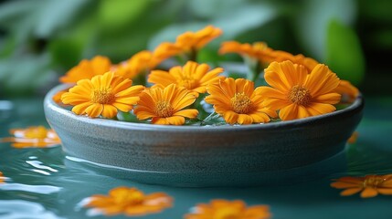 Canvas Print - Floating Flowers in a Bowl