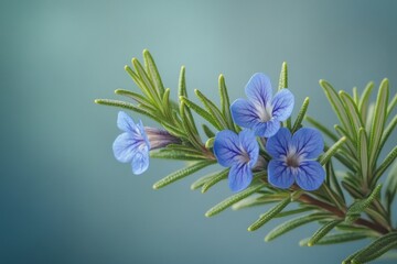 Wall Mural - Rosemary Sprig with Delicate Blue Flowers