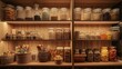 © K silver - A shelf full of jars and bottles of various sizes and shapes