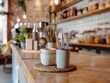 © Bussakon - Chic Zero Waste Caf with Ceramic Cups Metal Straws and Refill Station Showcasing Sustainable Lifestyle Concept