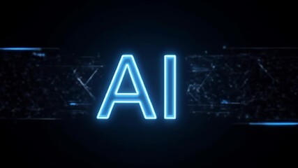 Letters AI artificial intelligence, ionic letters on the background of the program code