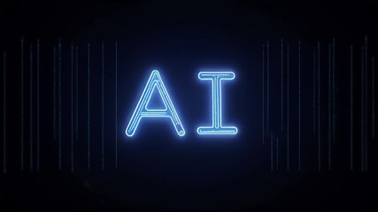 Letters AI artificial intelligence, ionic letters on the background of the program code