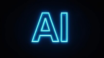 Letters AI artificial intelligence, ionic letters on the background of the program code