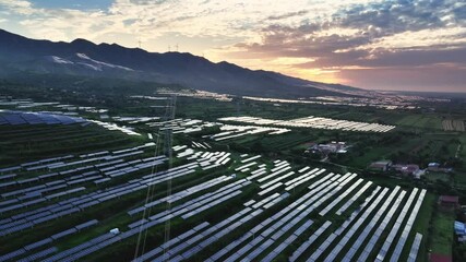 Sticker - view of solar power panels on hill