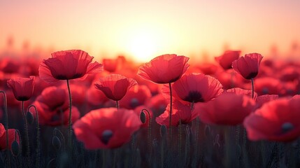 Wall Mural - Poppy Field Sunset