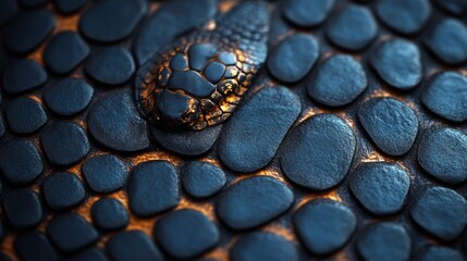 Canvas Print - Closeup of a Snake's Scales with Golden Highlights