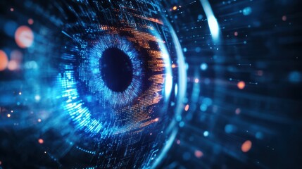 futuristic digital eye data network and cyber security technology background