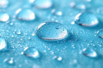 Sticker - Water Droplets On Blue Background