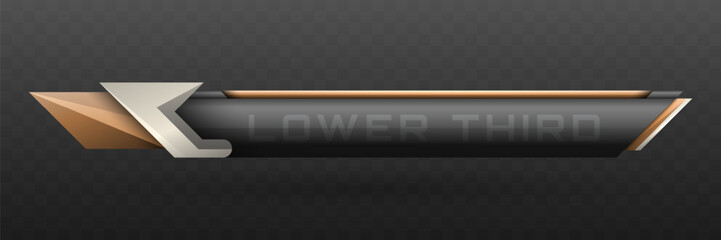 Wall Mural - Lower Third Banner in Metallic Black, Silver and Beige Color Theme for Video Screen Broadcast Presentation Titles