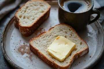 A close-up shot of bread with butter. This photo is great for a blog post about easy breakfast ideas.