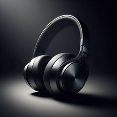 headphones on black background