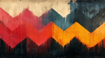 Poster - Abstract Chevron Pattern on a Concrete Wall