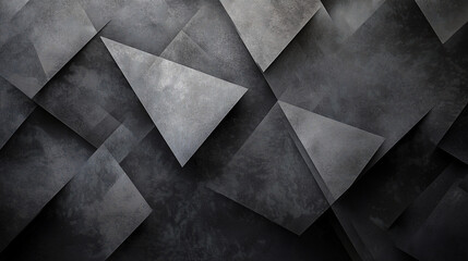 Poster - modern abstract black background design with layers of textured white transparent material in triang